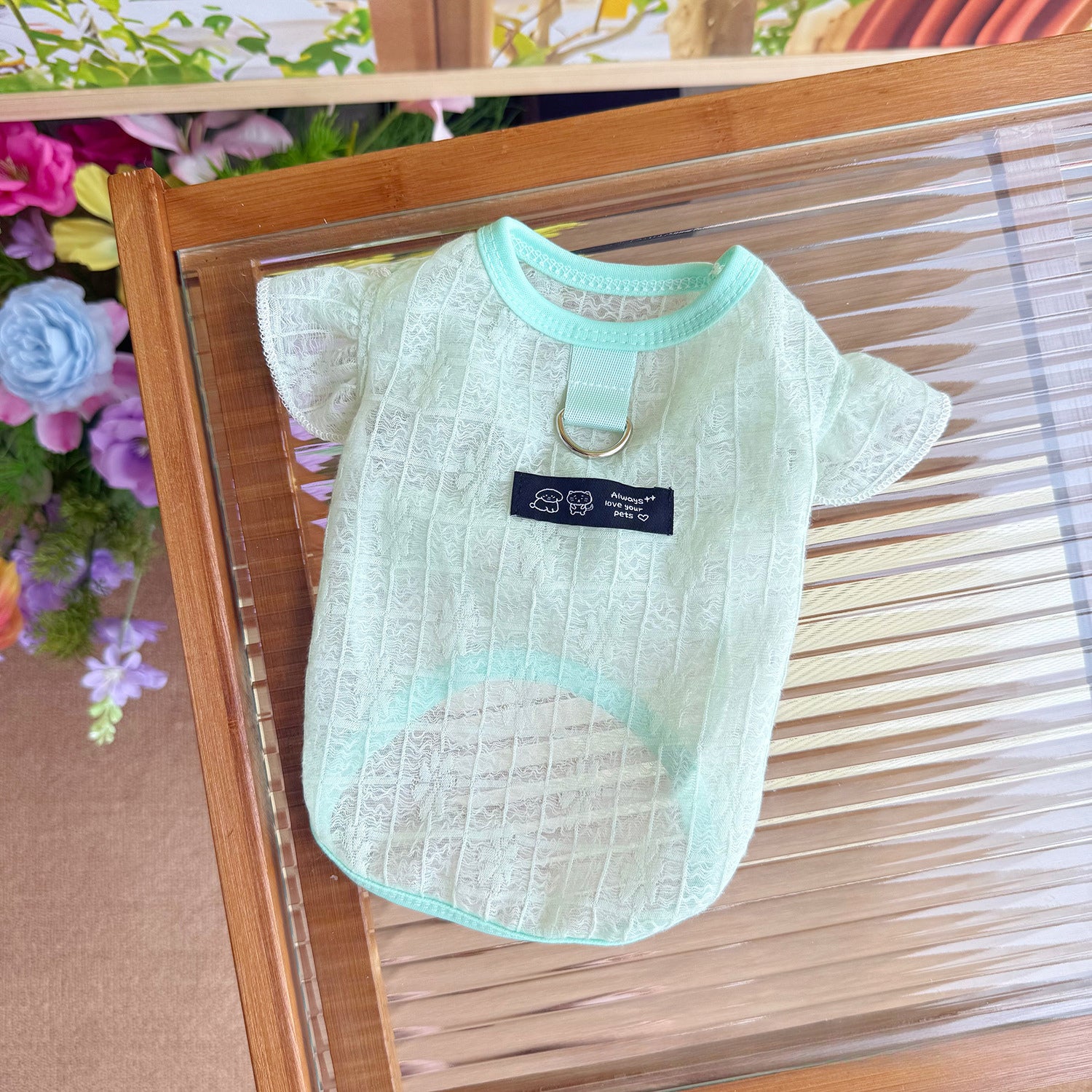 Summer Mesh Breathable Pet Vest, Flutter Sleeve Hollow Out Dog Cat Shirt for Teddy Bichon