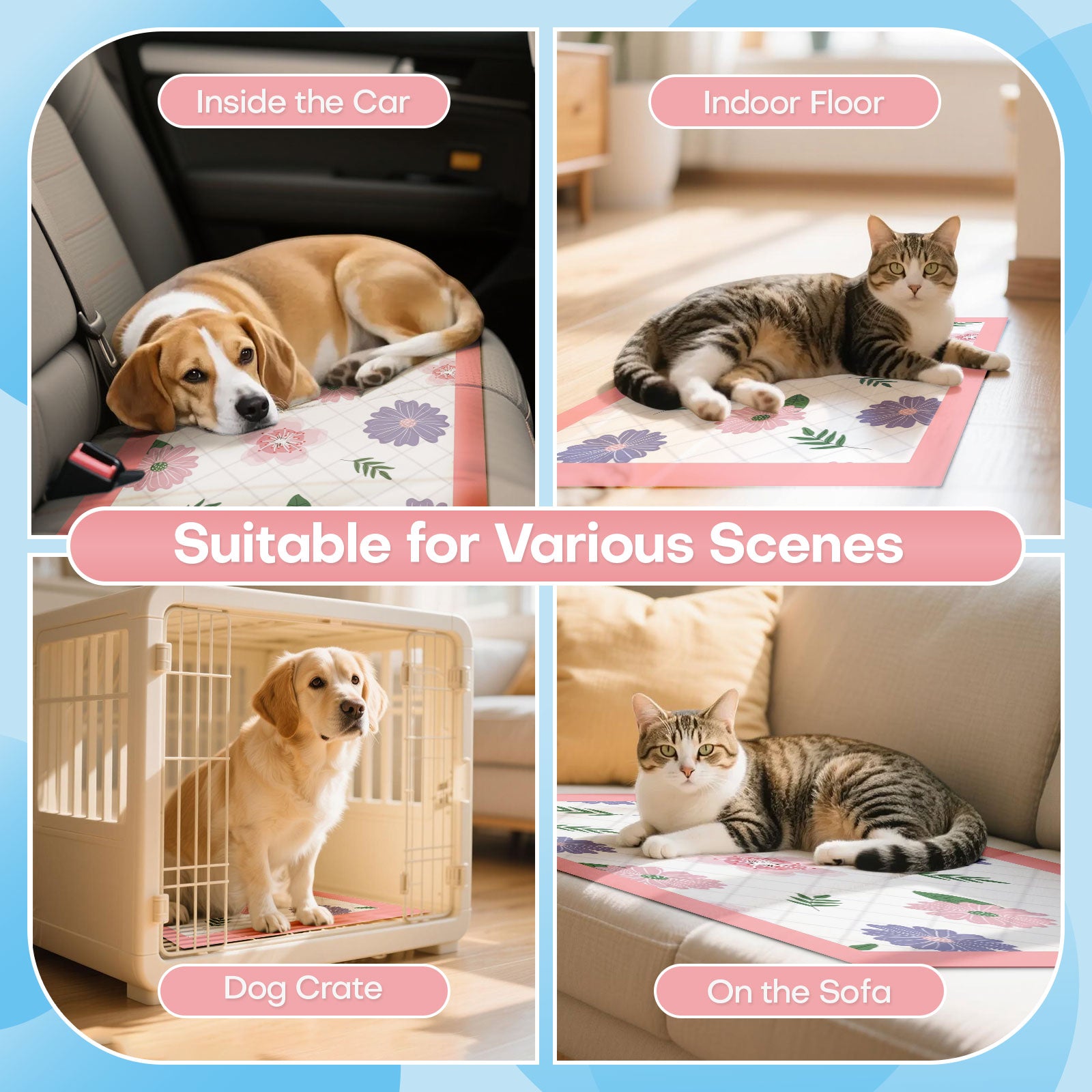 Printed Pet Training Pads Disposable Leak-Proof Quick Absorb Puppy Pee Pad