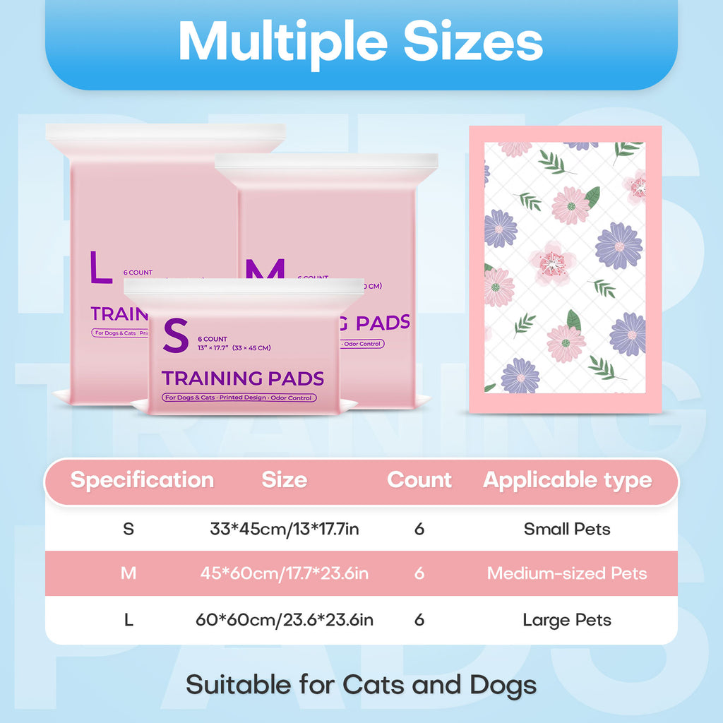 Printed Pet Training Pads Disposable Leak-Proof Quick Absorb Puppy Pee Pad