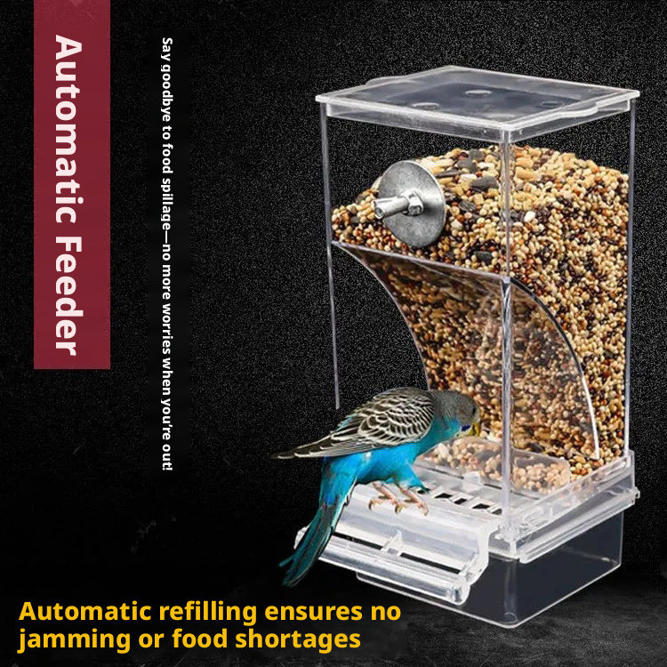 Bird Feeder, Parrot Food Dispenser, Anti-Splash Seed Container – No-Waste Food Bowl for Budgies, Cockatiels & Small Parrots