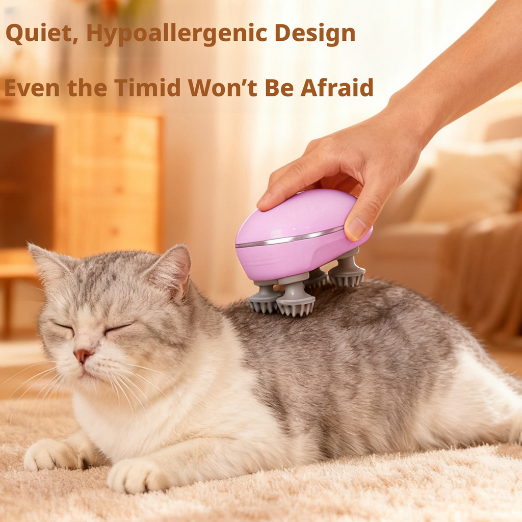 Rechargeable Electric Cat Head Massager – Multi-Functional Pet Scalp Massager for Stress Relief & Relaxation