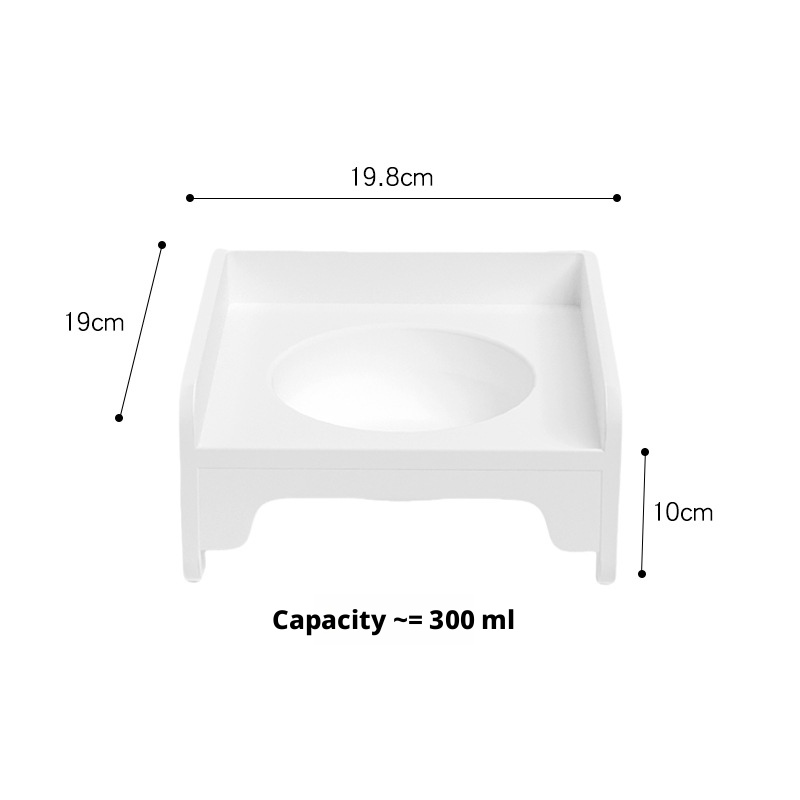 Square Raised Ceramic Pet Bowl Stand, Spliceable Anti-Spill Cat Dog Bowls with Neck Protection