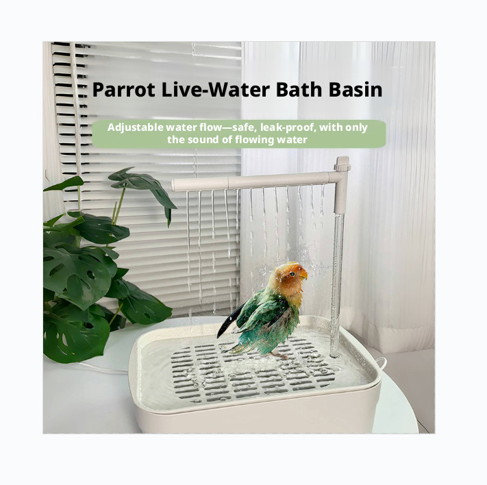 Automatic Circulating Bird Bath Tub, Electric Parrot Bathing Basin for Budgie Lovebird Small Birds