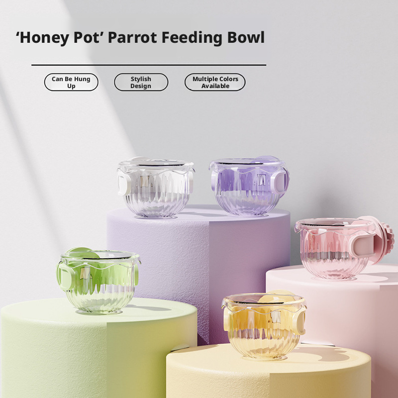 Hanging Parrot Feeder Honey Pot, Anti-Spill Travel Bird Food Container for Cockatiel Budgie Small Pets