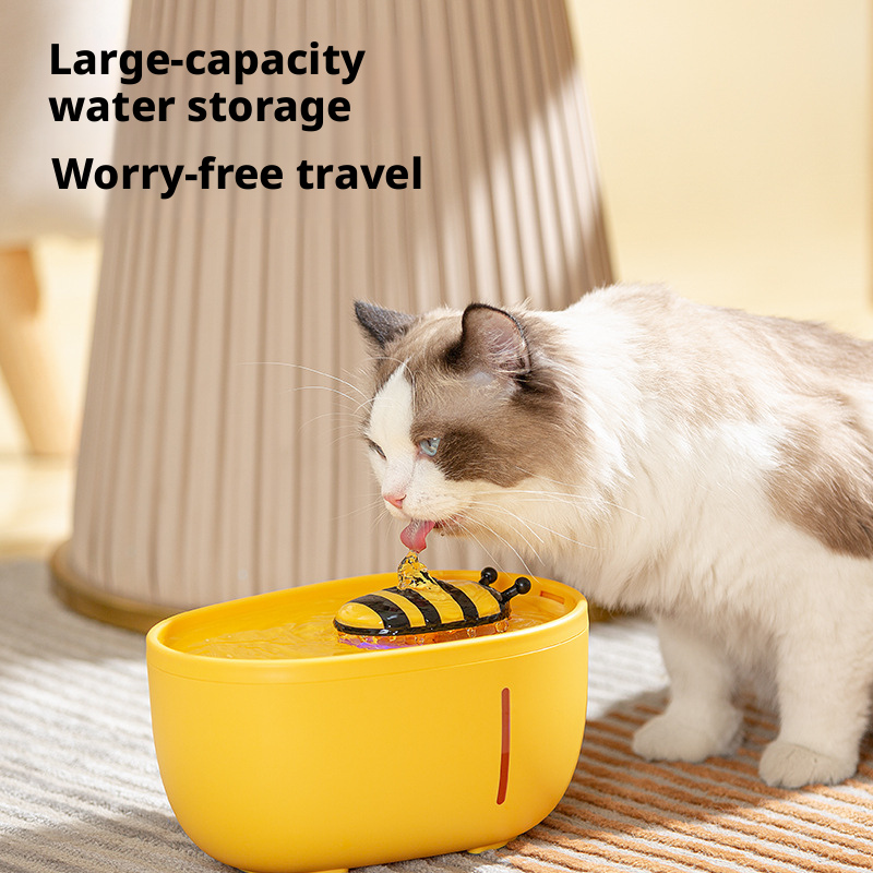 No-Plug Cat Water Fountain – Battery-Powered Automatic Flowing Water Bowl for Cats & Pets