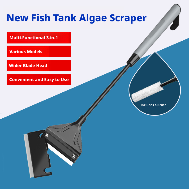 Algae Scraper for Aquarium, Fish Tank Glass Cleaner, Planted Tank Algae Remover, Aquascape Cleaning Tool, Stainless Steel Blade Scraper
