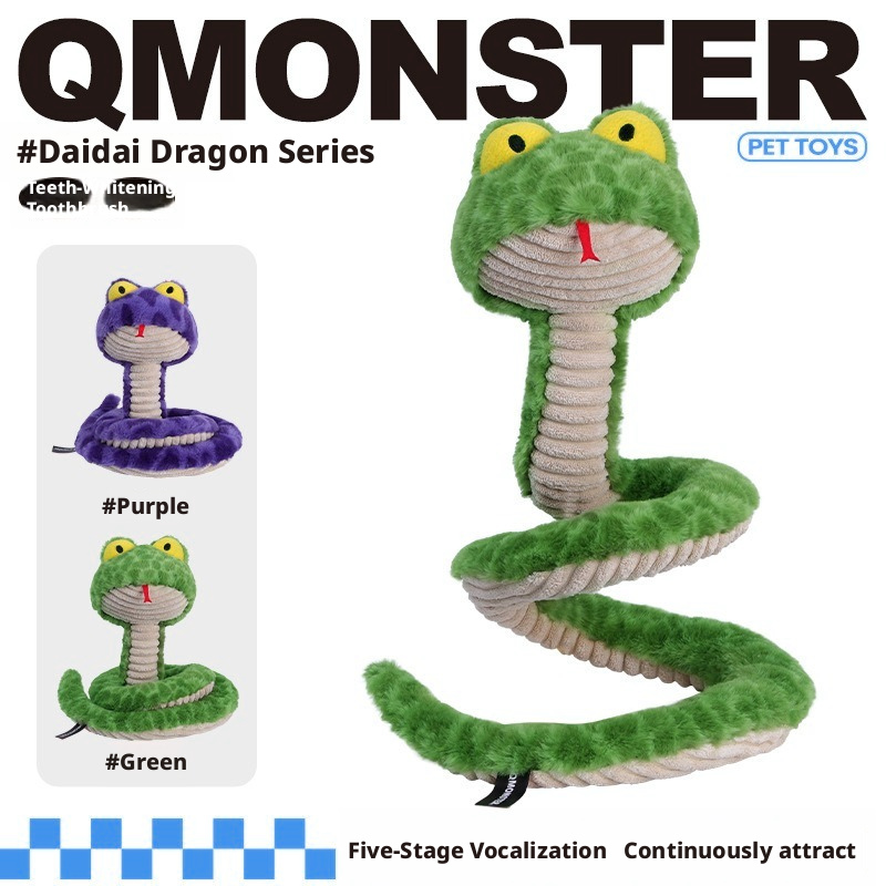 Dumb Snake Dog Toy – Plush Patterned Python for Tug-of-War & Chewing