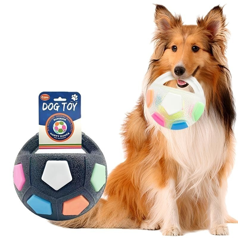 Squeaky Soccer Dog Toy with Handle – Interactive Toy for Boredom Relief & Energy Burning
