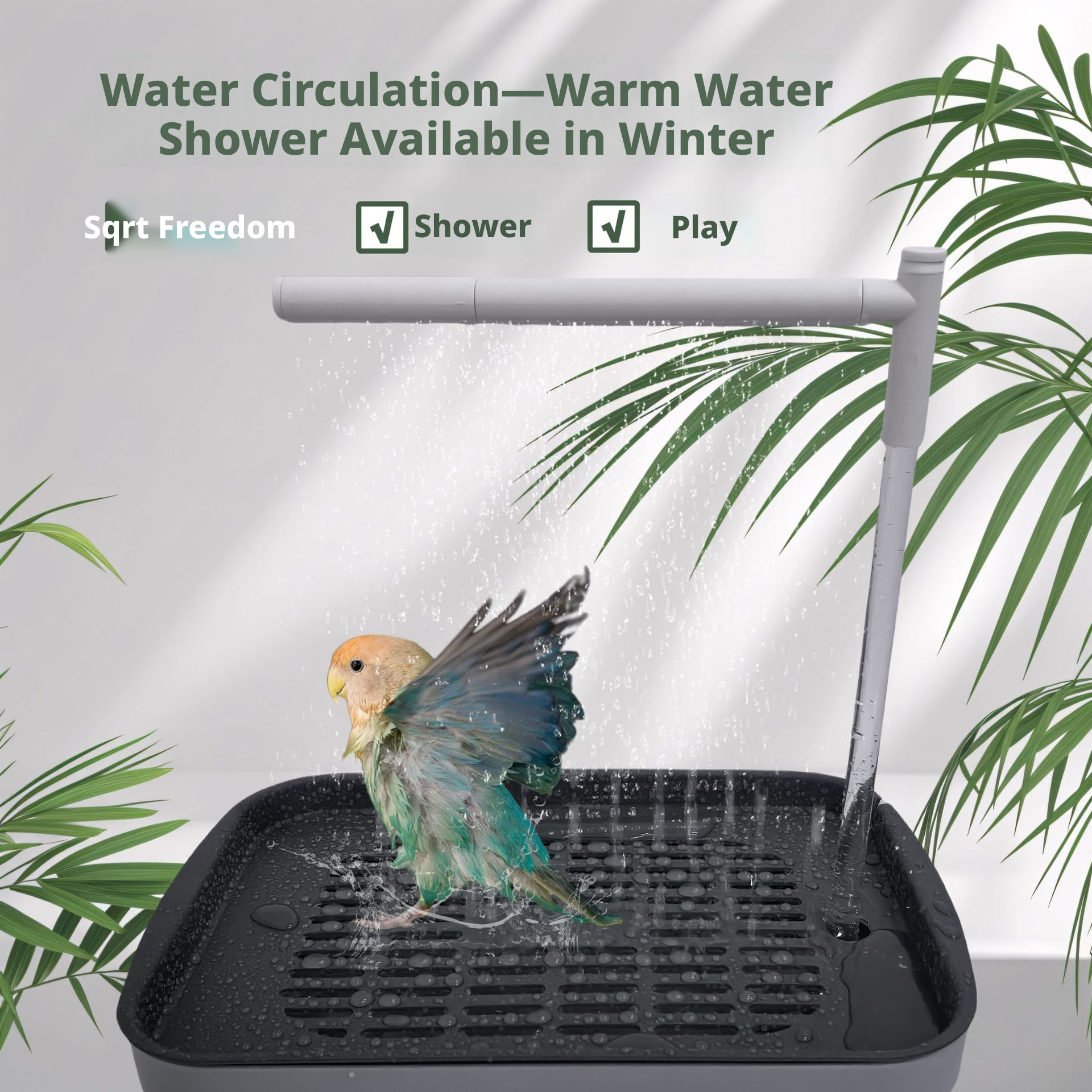 Automatic Circulating Bird Bath Tub, Electric Parrot Bathing Basin for Budgie Lovebird Small Birds