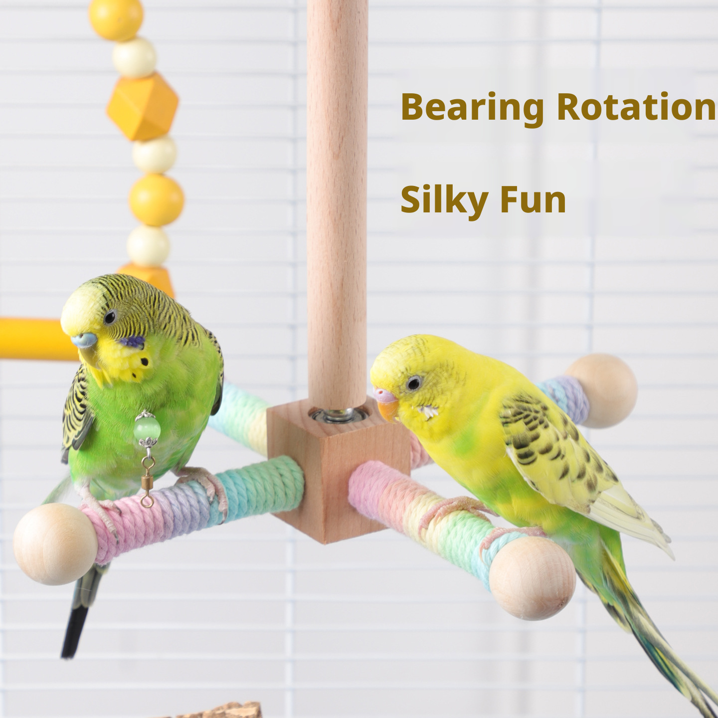 Rotating Perch for Parrots – Windmill Standing Toy, Hanging Interactive Chewing & Foot Toy for Bird Cage, Nail & Beak Grinding