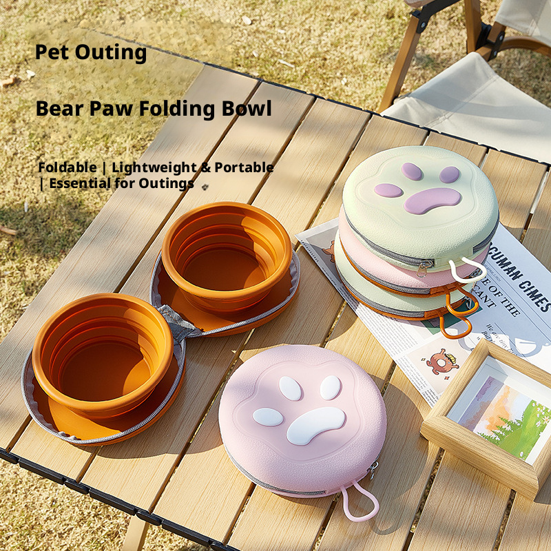 Portable Silicone Dog & Cat Bowl – Double Bowl, Anti-Spill Design for Outdoor Travel