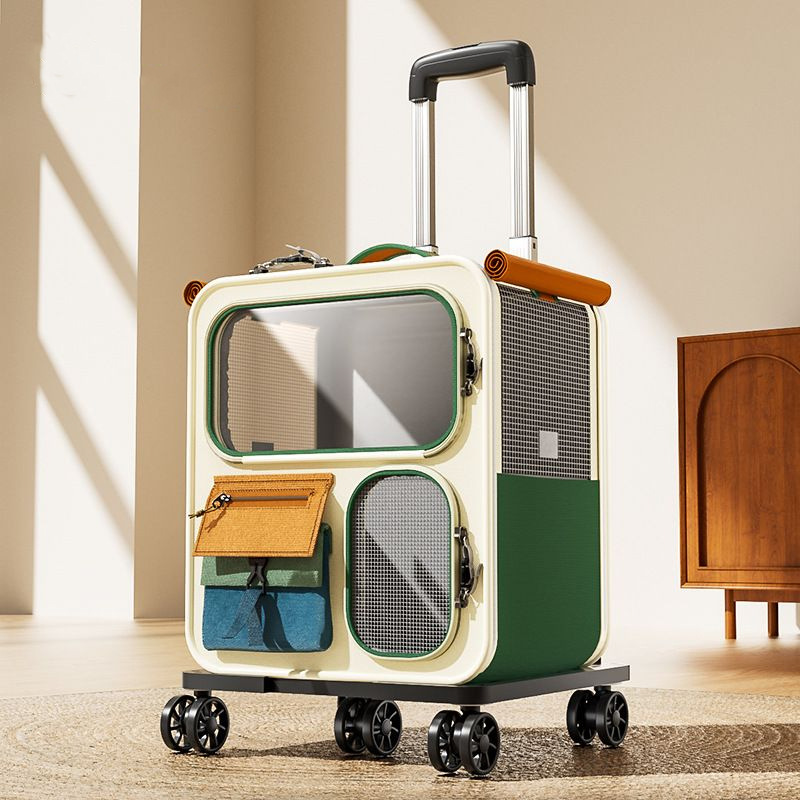 Rolling Cat Carrier Suitcase – Large-Capacity Transpet Backpack with Wheels for Multiple Cats