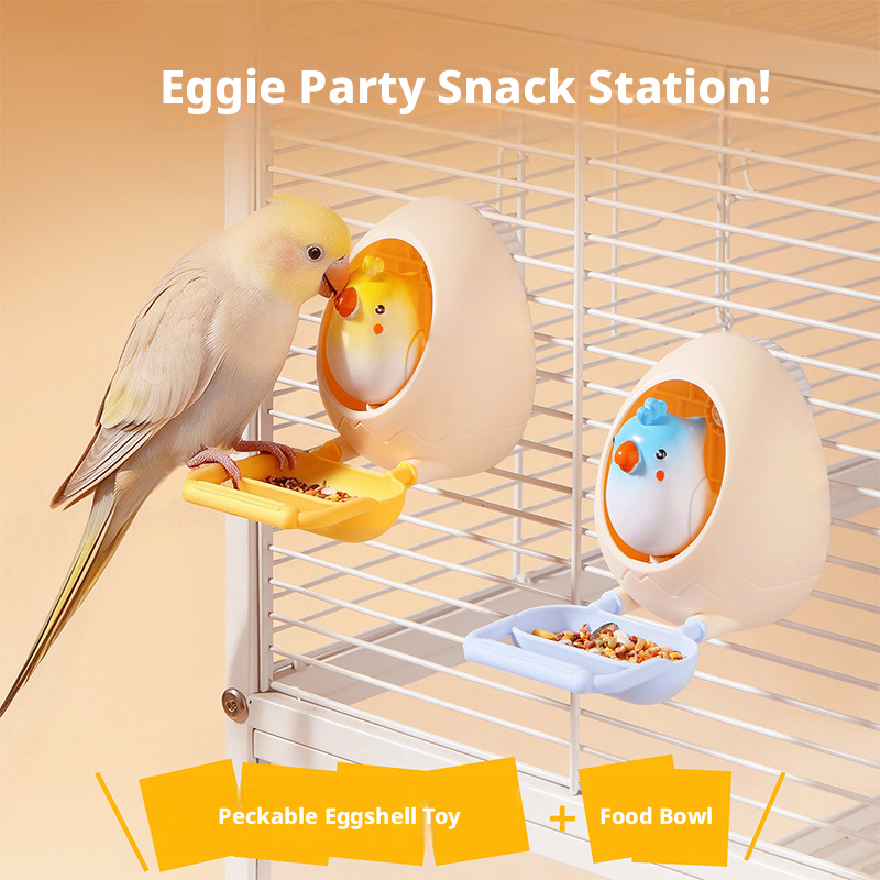 2-in-1 Chewable Parrot Feeding Toy – Interactive Treat Bowl for Budgie, Lovebird & Sun Conure
