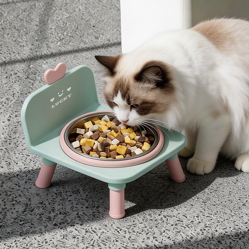 Raised Stainless Steel Double Pet Bowl – Anti-Spill, Anti-Splash, Neck-Friendly for Cats & Dogs