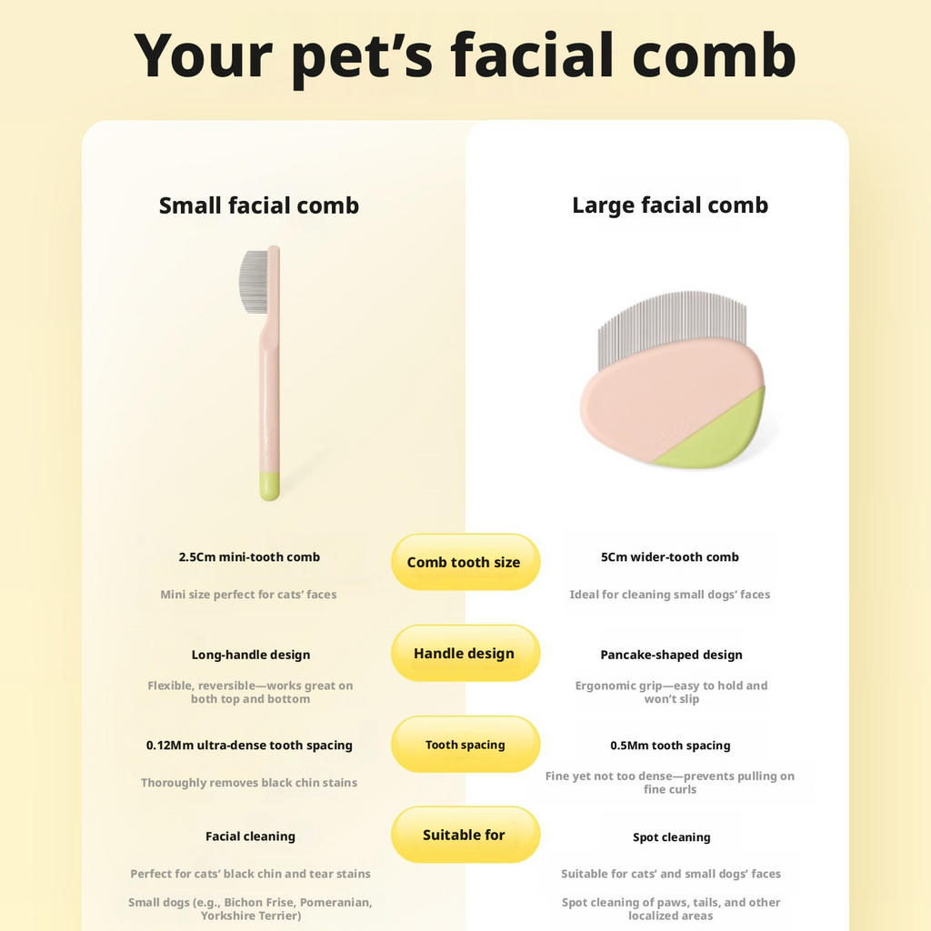 Gentle Face Grooming Comb – Removes Black Chin Dirt & Tear Stains for Cats and Dogs, Small Brush for Sensitive Eye and Mouth Areas