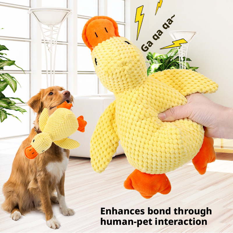 Interactive Plush Duck Toy for Dogs – Squeaky, Tough & Chewable, Perfect for Teething, Cuddling & Solo Play