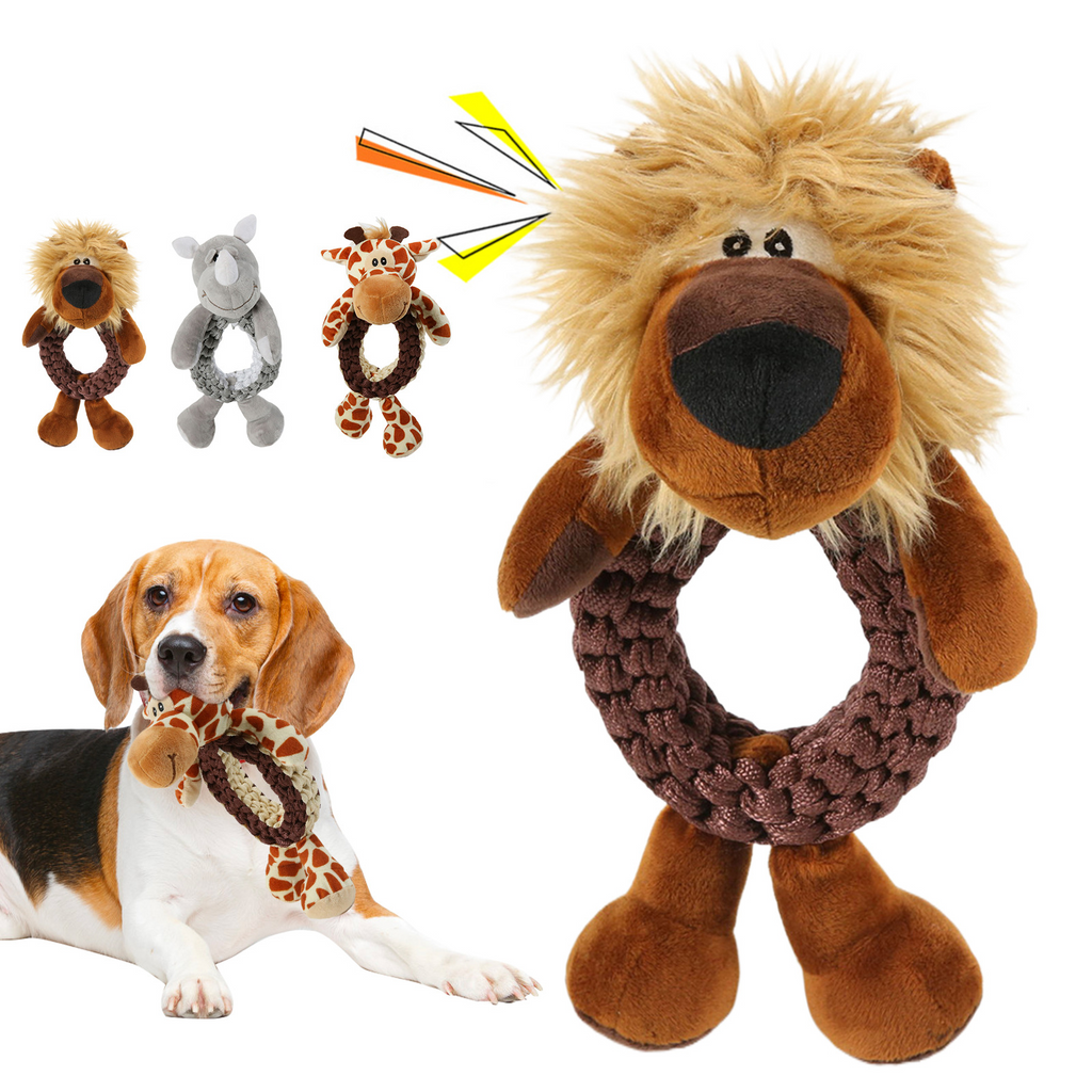 Durable Dog Tug & Chew Toy – Rope Knot with Squeaker, Perfect for Interactive Play, Teeth Grinding, and Tug-of-War