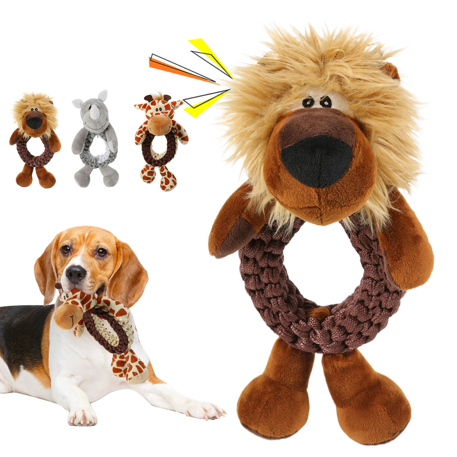 Durable Dog Tug & Chew Toy – Rope Knot with Squeaker, Perfect for Interactive Play, Teeth Grinding, and Tug-of-War