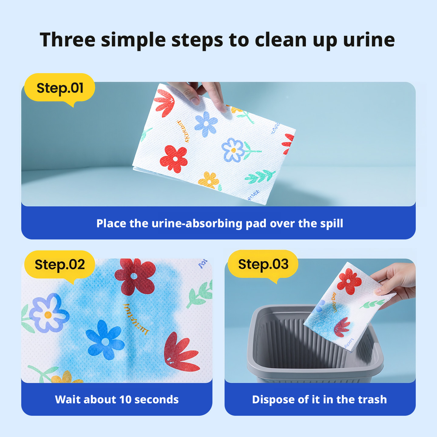 Dog Urine Cleaning Supplies – Pet Pee Pads, Absorbent Paper for Dogs & Cats, Quick-Dry Urine Wipes, Disposable Underpads