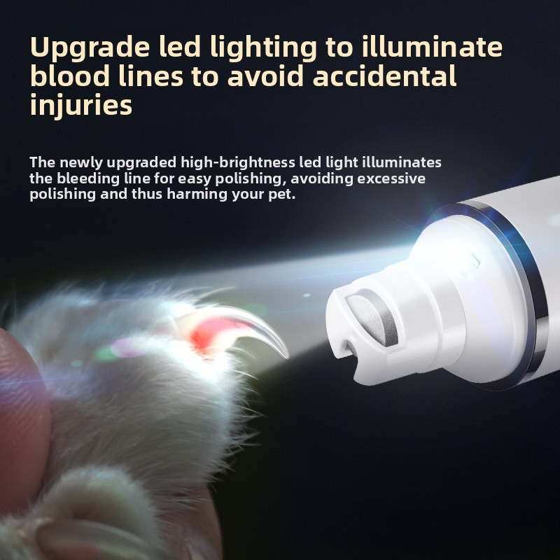 LED Pet Nail Grinder – Low-Noise High-Power Trimmer