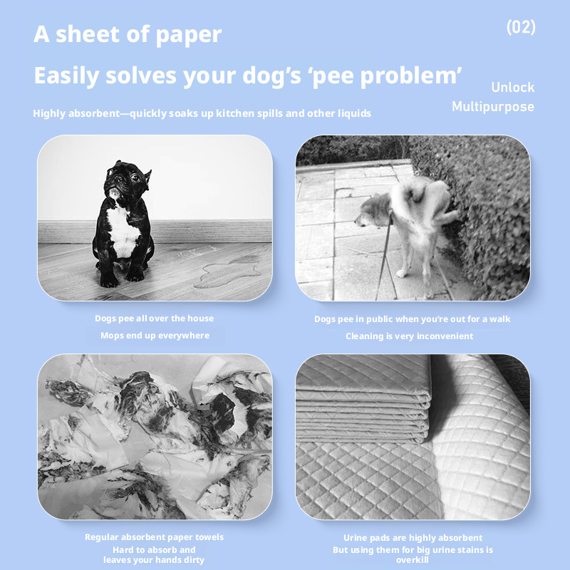 Dog Urine Absorbent Paper, Pet Pee Pads, Quick-Dry Absorbent Underpads for Dogs & Cats
