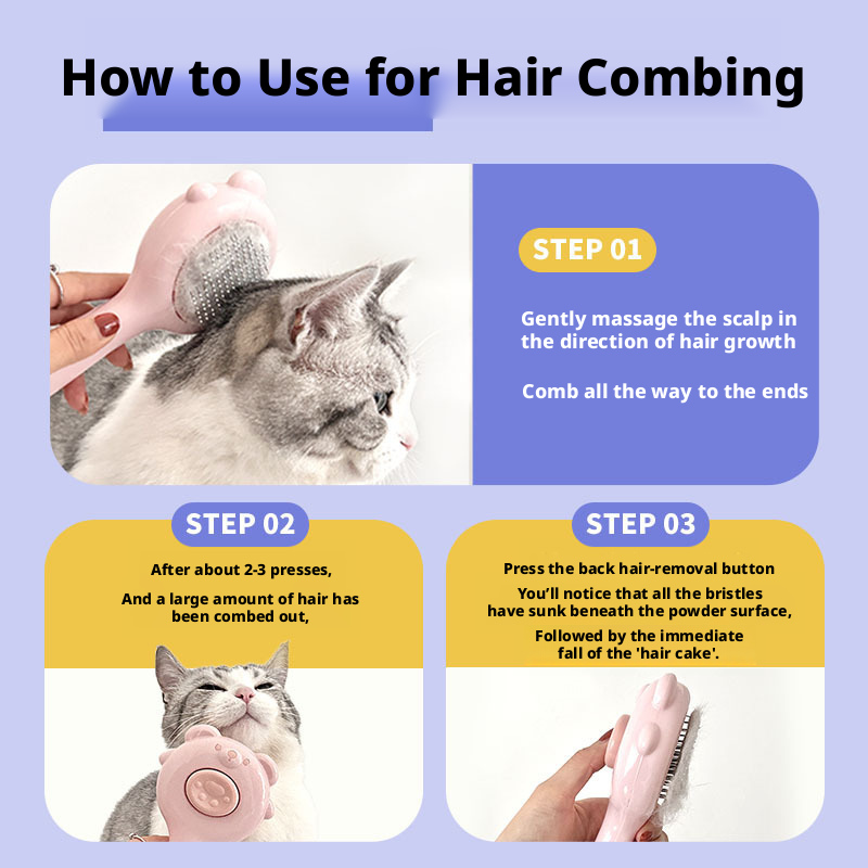 Cat & Dog Deshedding Brush – Fur Remover Grooming Tool for Long-Haired Pets