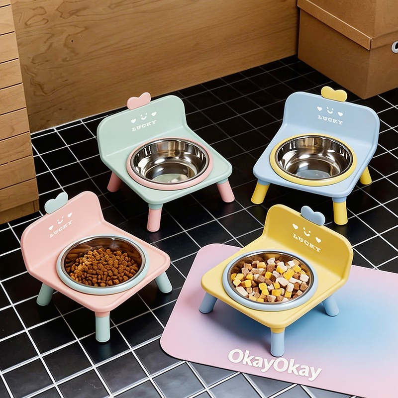Raised Stainless Steel Double Pet Bowl – Anti-Spill, Anti-Splash, Neck-Friendly for Cats & Dogs