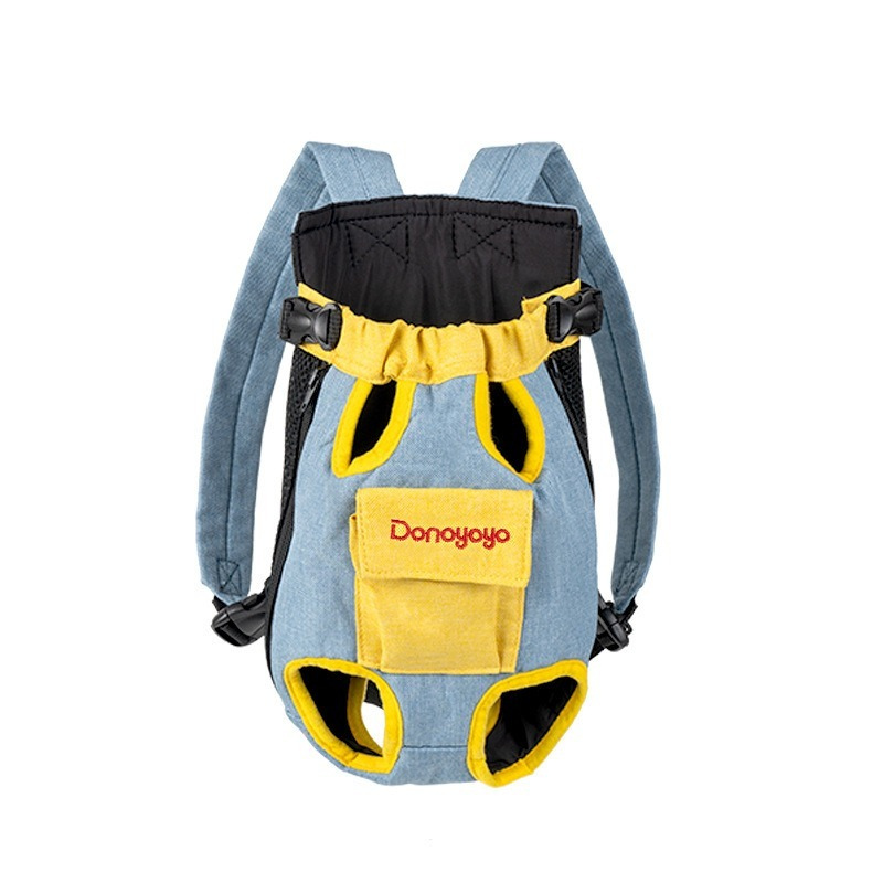 Portable Pet Carrier Backpack – Breathable Hemp Cotton Double Shoulder Cat & Dog Travel Bag with Four-Leg Front Opening for Outdoor Hiking