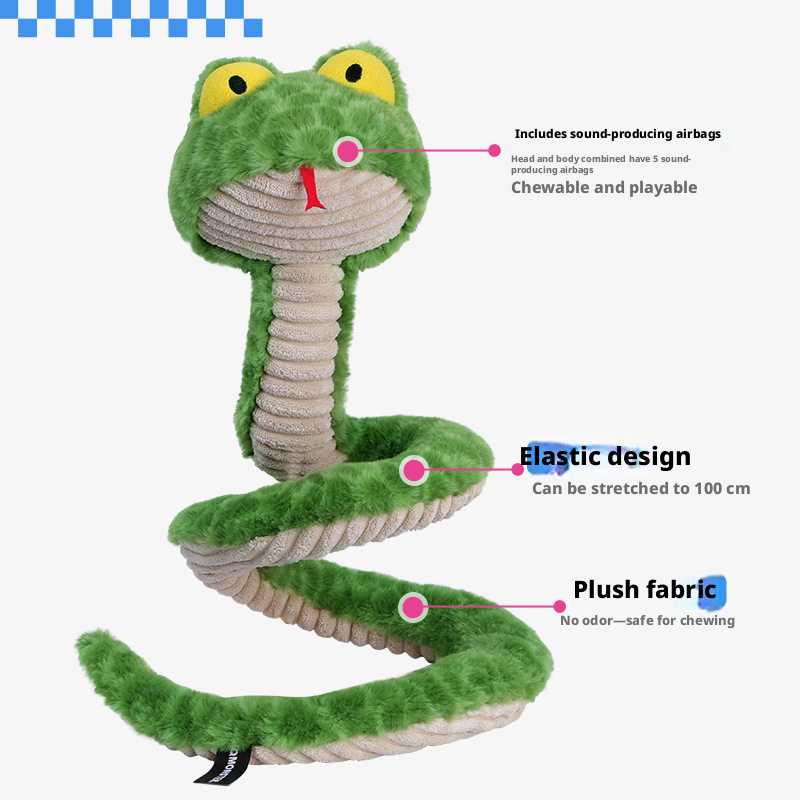 Dumb Snake Dog Toy – Plush Patterned Python for Tug-of-War & Chewing