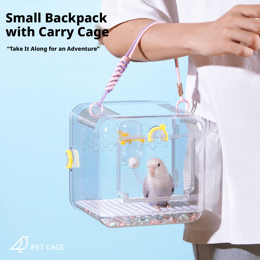 Portable Transparent Bird Carrier – Breathable Outdoor Travel Cage for Parakeets, Cockatiels & Lovebirds, Escape-Proof Design for Small Parrots