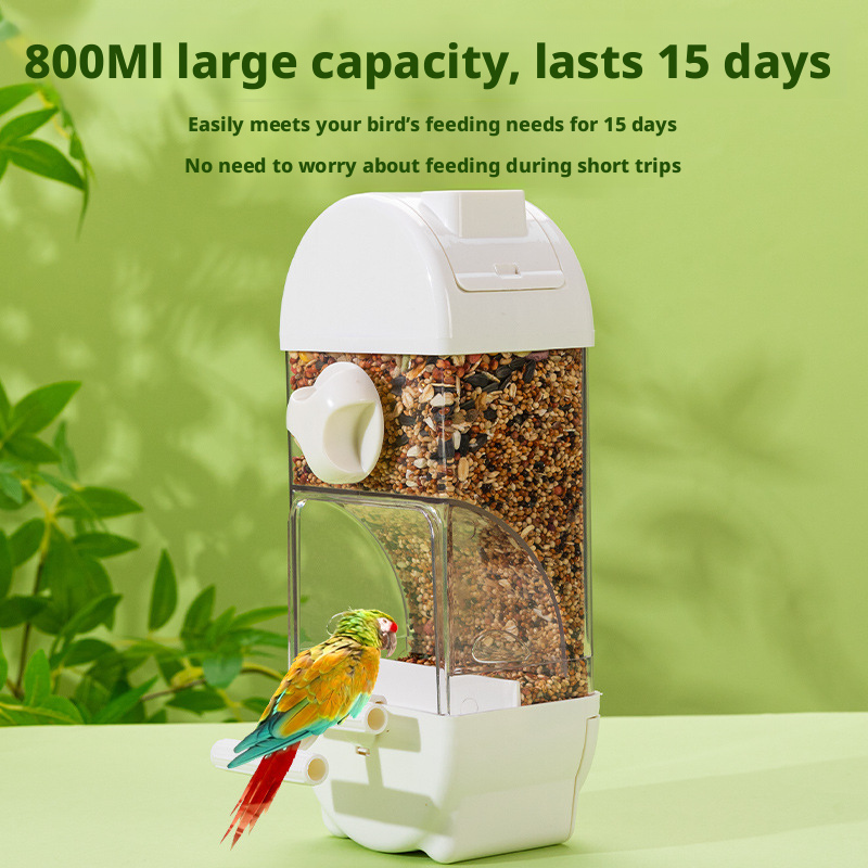 New Transparent Parrot Feeder – Hanging with Screw, Gravity Food Dispenser for Budgies & Lovebirds