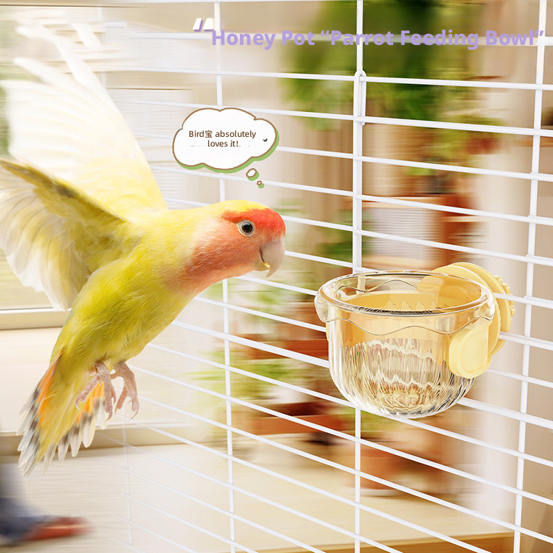 Hanging Parrot Feeder Honey Pot, Anti-Spill Travel Bird Food Container for Cockatiel Budgie Small Pets
