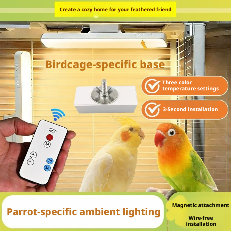 Bird Cage Ambient Light – Smart 3-Color Temperature Night Light for Parrot Cages