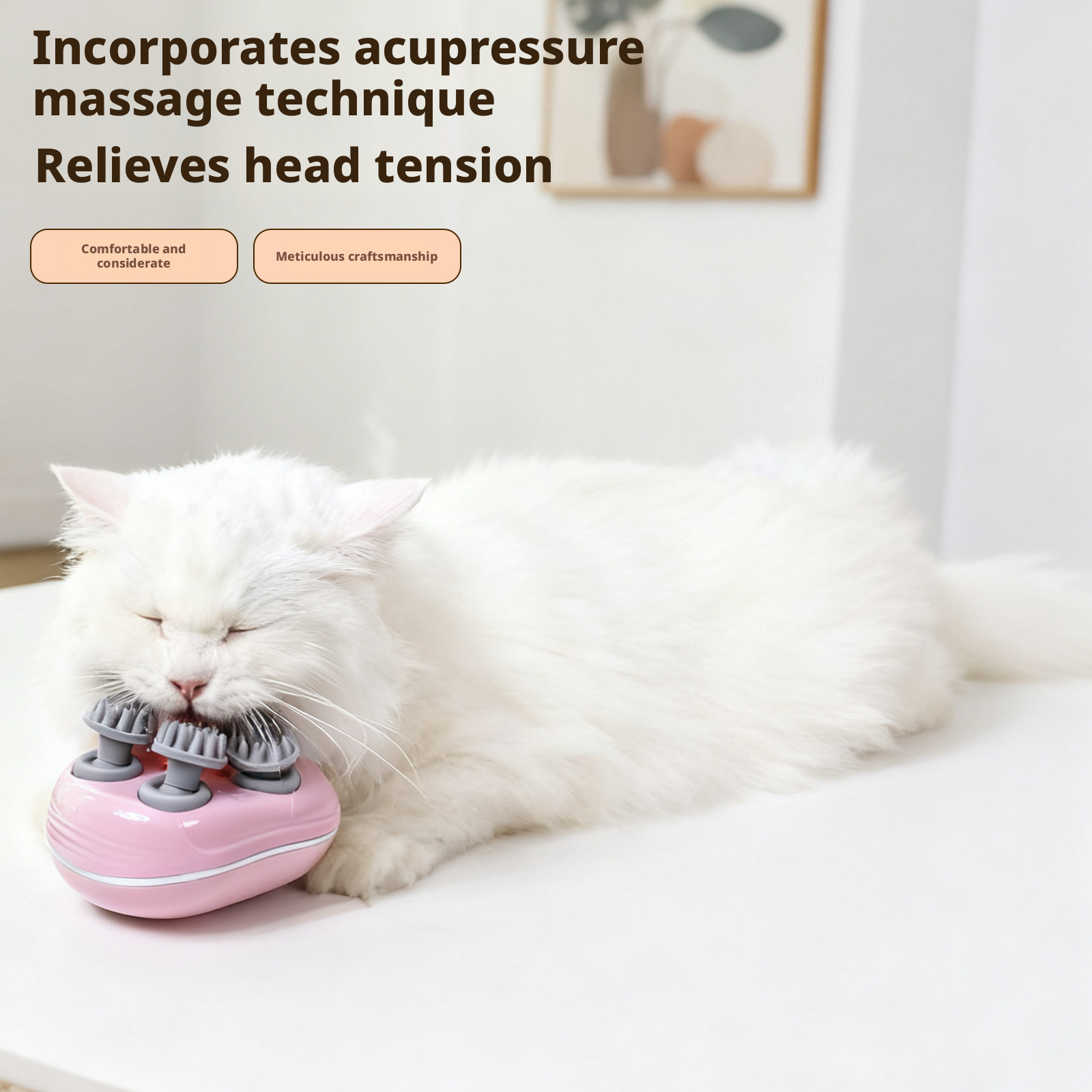 Rechargeable Electric Cat Head Massager – Multi-Functional Pet Scalp Massager for Stress Relief & Relaxation