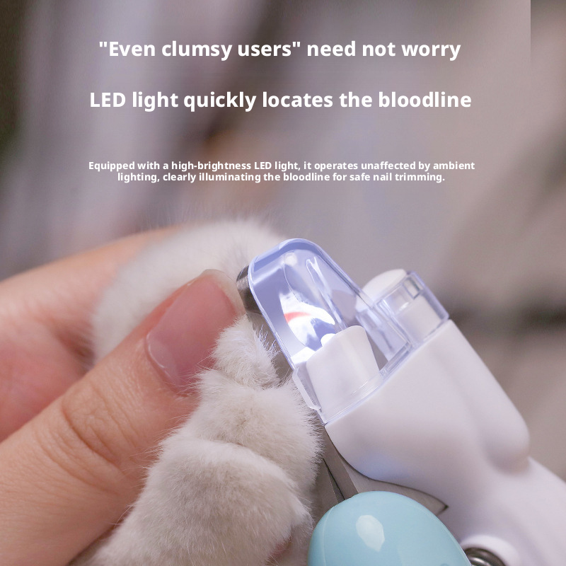 LED Pet Nail Clipper with Light – Anti-Bleeding Safety Trimmer for Cats, Dogs & Small Pets