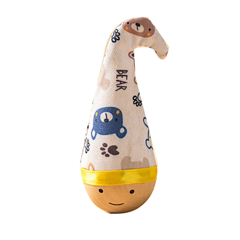 Interactive Cat Toy – Natural Beech Wood Roly-Poly Toy with Feathers, Durable & Chew-Resistant for Self-Play
