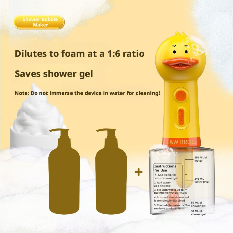 Pet Shampoo Foamer – Dog Cat Bath Bubble Maker, Dilution Bottle & Soap Dispenser, Cute Duck Design for Easy Suds