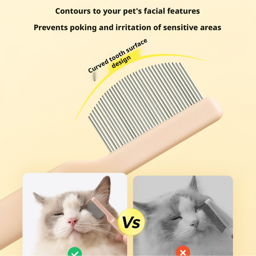 Gentle Face Grooming Comb – Removes Black Chin Dirt & Tear Stains for Cats and Dogs, Small Brush for Sensitive Eye and Mouth Areas