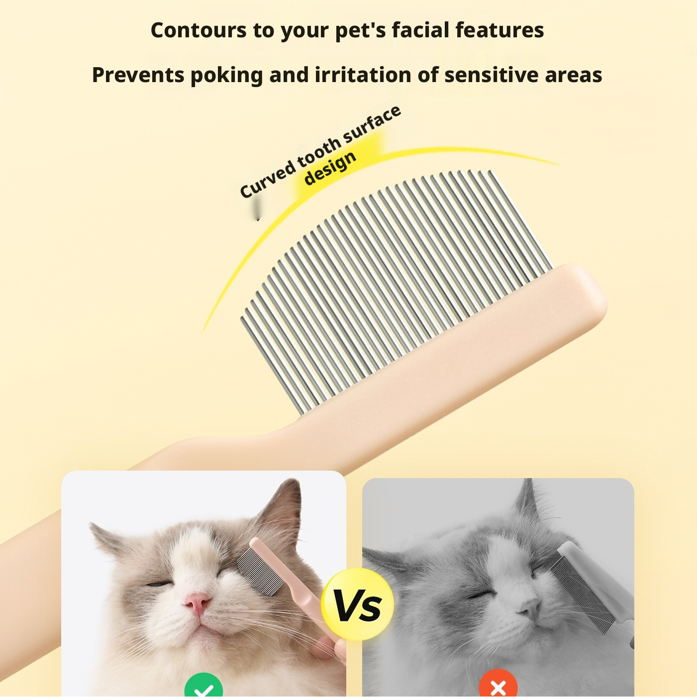 Gentle Face Grooming Comb – Removes Black Chin Dirt & Tear Stains for Cats and Dogs, Small Brush for Sensitive Eye and Mouth Areas