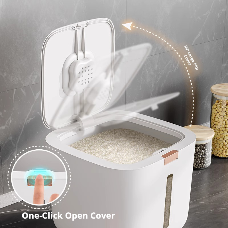 Food-Grade Airtight Rice Storage Container with Lid, Pest Proof & Moisture Proof Canister for Rice, Flour, Cat Food, Dog Food – Home Kitchen Organization