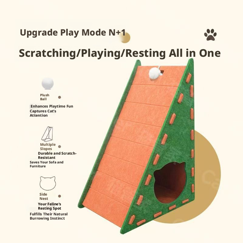 Corner Cat Scratcher & Bed – Triangular Vertical Felt Scratcher, Wear-Resistant, Non-Shedding, Prevents Sofa Scratching