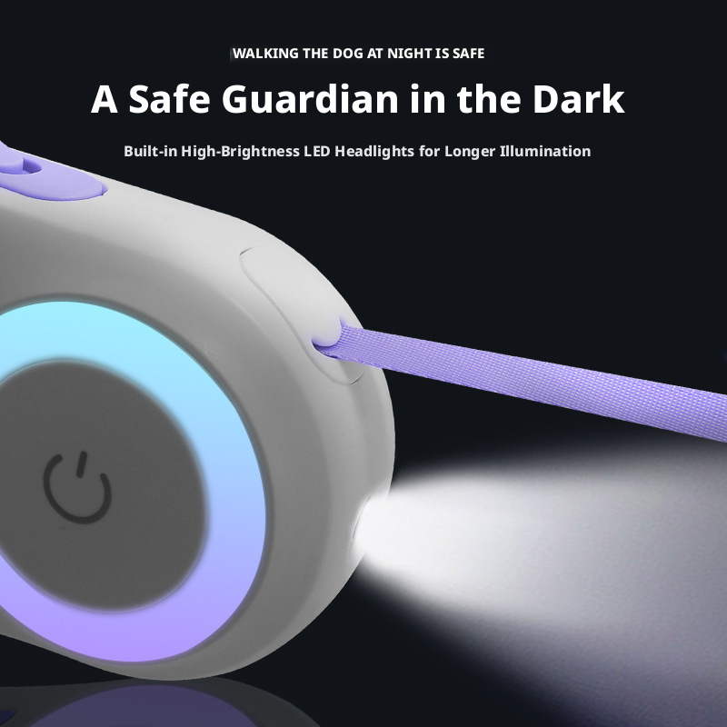 LED Dog Leash Retractable – Glowing Auto-Lock Leash with Comfort Grip, Non-Slip Handle