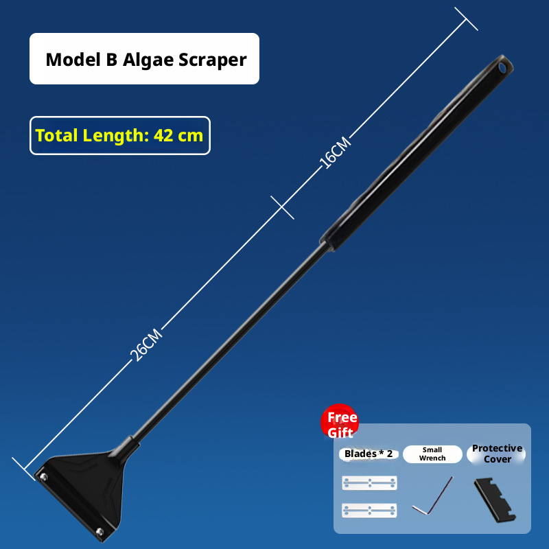 Algae Scraper for Aquarium, Fish Tank Glass Cleaner, Planted Tank Algae Remover, Aquascape Cleaning Tool, Stainless Steel Blade Scraper