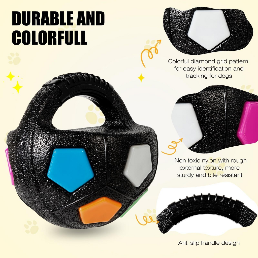 Squeaky Soccer Dog Toy with Handle – Interactive Toy for Boredom Relief & Energy Burning