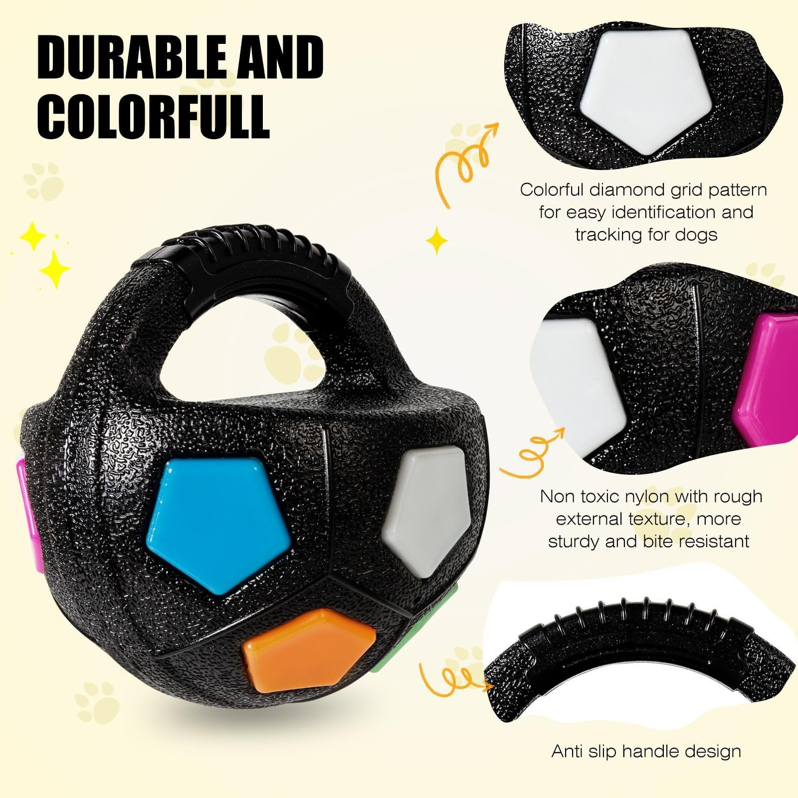 Squeaky Soccer Dog Toy with Handle – Interactive Toy for Boredom Relief & Energy Burning