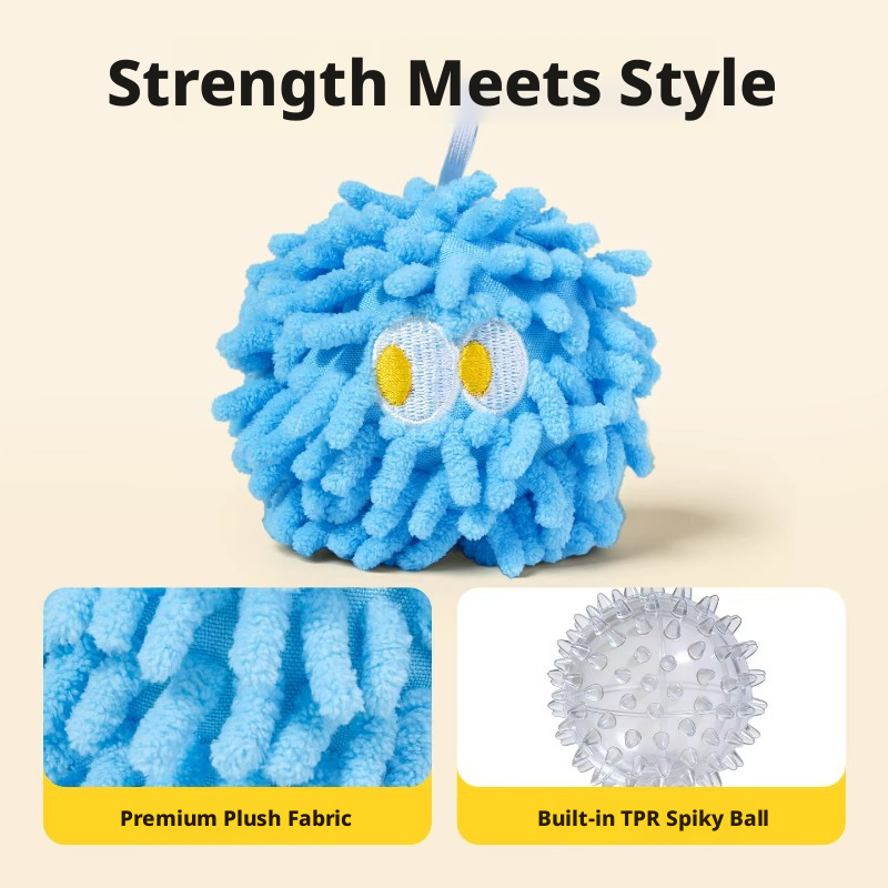 Squeaky Mop Ball Dog Toy – Durable Chew Toy for Teeth Cleaning & Boredom Relief
