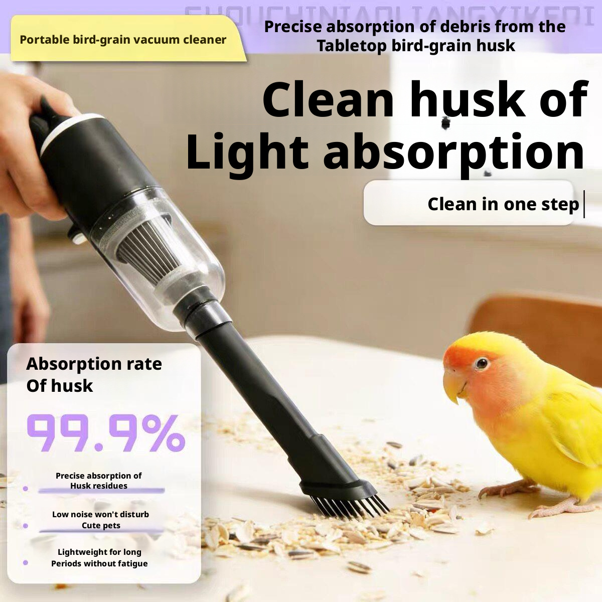 Handheld Cage Cleaner – Vacuum for Bird Seed Hulls & Droppings – For Parrot, Cockatiel, Sun Conure & Small Birds