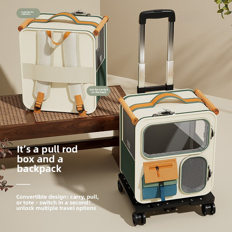 Rolling Cat Carrier Suitcase – Large-Capacity Transpet Backpack with Wheels for Multiple Cats