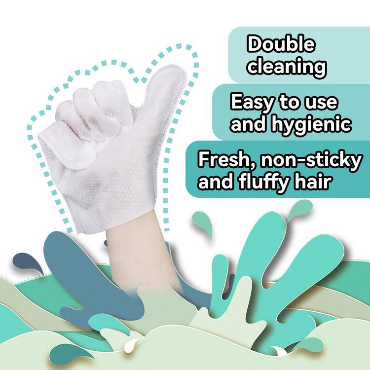 Pet Bathing Wipes for Dogs & Cats, Cleaning & Odor-Controlling Grooming Gloves, Rinse Free