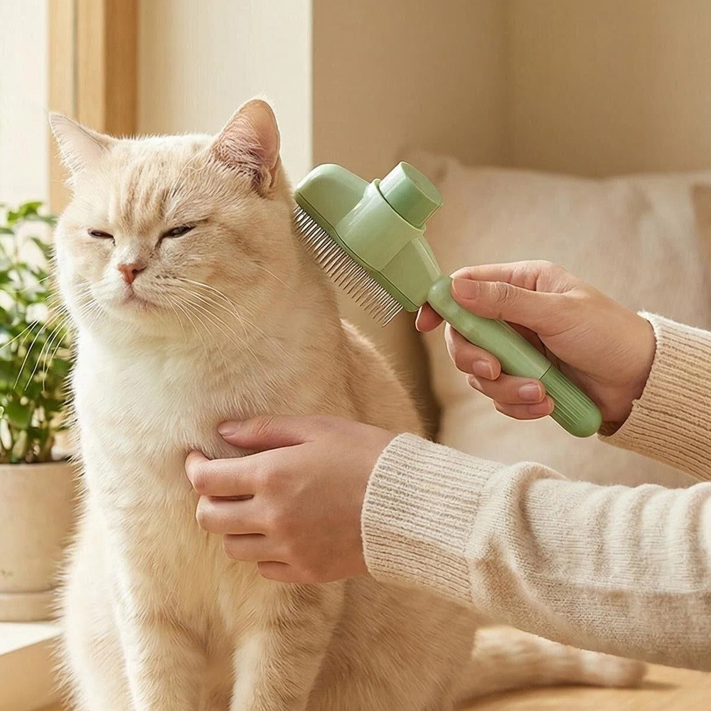 Pet Deshedding & Dematting Comb – Grooming Brush for Long-Haired Dogs & Cats